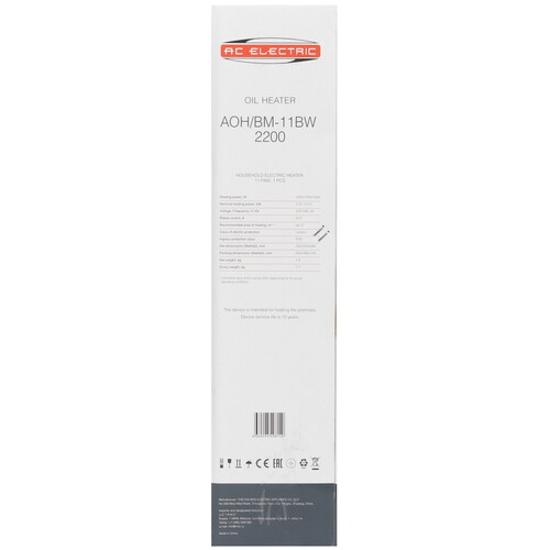 Купить Масляный обогреватель AC ELECTRIC AOH/BM-11BW 2200 белый  9199759. Характеристики, отзывы и цены в Донецке