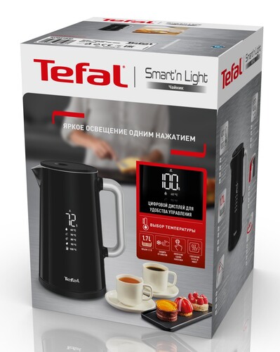 Купить Электрочайник Tefal Smart&Light KO851830 черный  5604334. Характеристики, отзывы и цены в Донецке