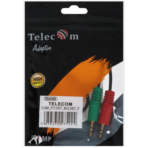 Купить Разветвитель   Telecom 3.5 mm jack - 3.5 mm jack x2 черный  5471365. Характеристики, отзывы и цены в Донецке