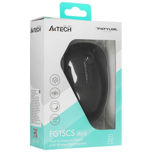 Купить Мышь беспроводная A4Tech Fstyler FG15CS Air2  черный  9295938. Характеристики, отзывы и цены в Донецке