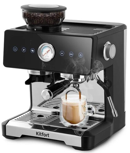 Купить Кофеварка рожковая Kitfort KT-7577 черный  9247585. Характеристики, отзывы и цены в Донецке