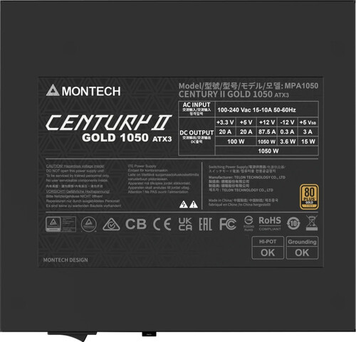 Купить Блок питания Montech CENTURY II 1050W  серый, черный  5619259. Характеристики, отзывы и цены в Донецке