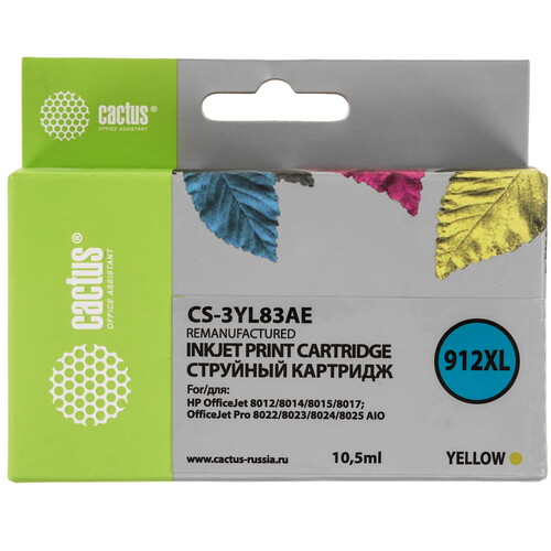 Купить Картридж Cactus CS-3YL83AE 912XL желтый  9065620. Характеристики, отзывы и цены в Донецке
