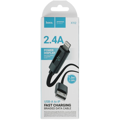 Купить Кабель круглый Hoco Lightning 8-pin - USB 2.0 Type-A черный 1 м  5635306. Характеристики, отзывы и цены в Донецке