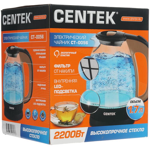 Купить Электрочайник Centek CT-0056 коричневый  8113513. Характеристики, отзывы и цены в Донецке
