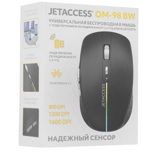 Купить Мышь беспроводная JETACCESS OM-98 BW  черный  9314156. Характеристики, отзывы и цены в Донецке