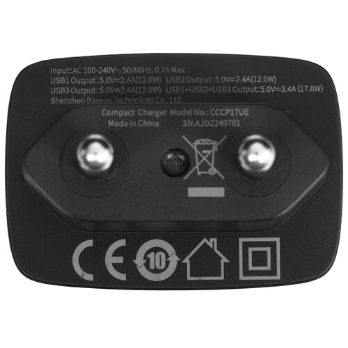Купить Сетевое зарядное устройство Baseus Compact 3U черный  5495773. Характеристики, отзывы и цены в Донецке