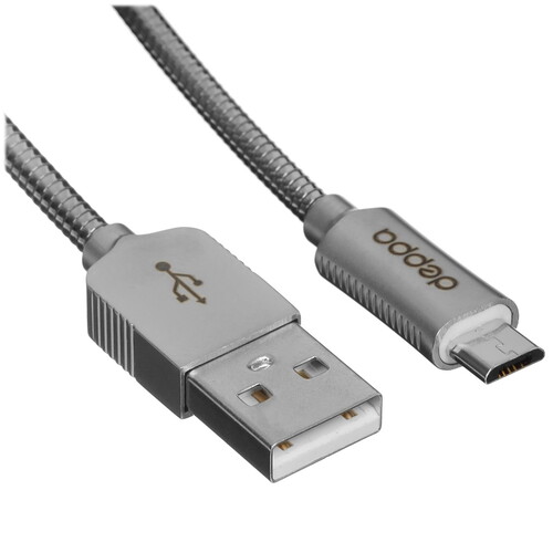 Купить Кабель круглый DEPPA micro USB - USB 2.0 Type-A серебристый 1.2 м  5467740. Характеристики, отзывы и цены в Донецке