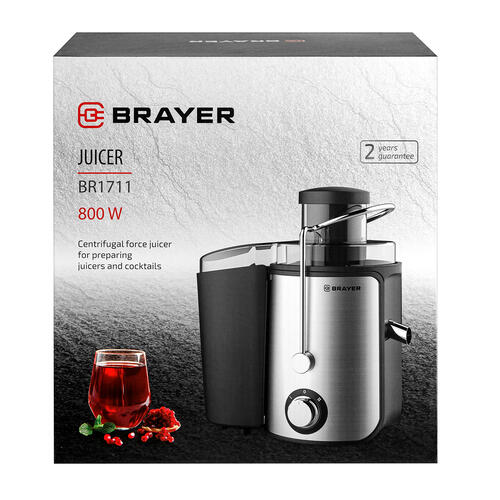 Купить Соковыжималка электрическая BRAYER BR1711 серебристый  9032611. Характеристики, отзывы и цены в Донецке