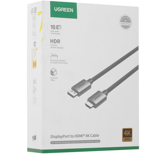 Купить Кабель однонаправленный Ugreen DisplayPort - HDMI, 1 м  9212989. Характеристики, отзывы и цены в Донецке