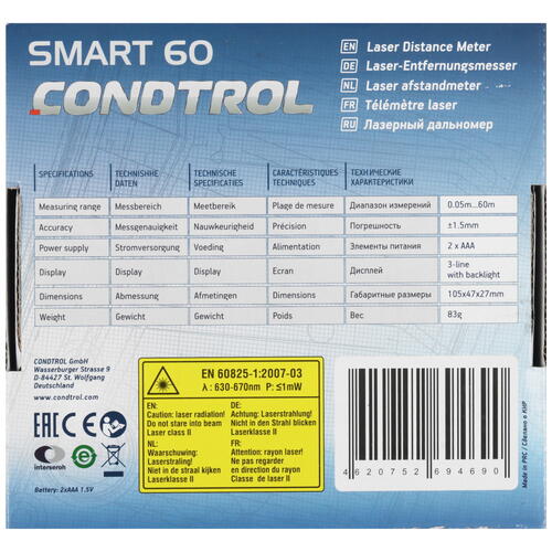 Купить Лазерный дальномер Condtrol Smart 60  7996819. Характеристики, отзывы и цены в Донецке