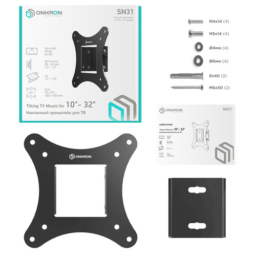 Купить Кронштейн для ТВ ONKRON SN31 черный  4830299. Характеристики, отзывы и цены в Донецке