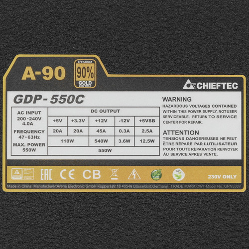 Купить Блок питания Chieftec A-90 550W [GDP-550C] черный  1215323. Характеристики, отзывы и цены в Донецке
