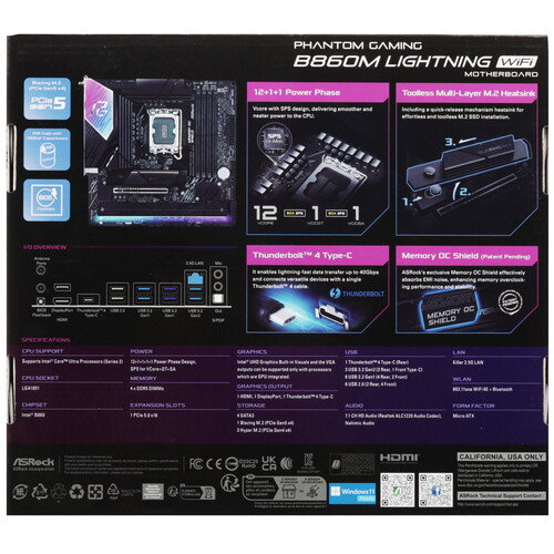 Купить Материнская плата ASRock B860M Lightning WiFi  5622739. Характеристики, отзывы и цены в Донецке