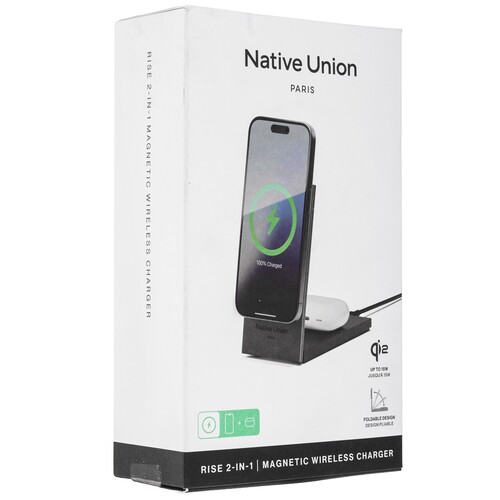 Купить Беспроводное зарядное устройство Native Union Rise 2-in-1 черный  9240523. Характеристики, отзывы и цены в Донецке