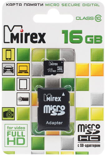 Купить Карта памяти Mirex microSDHC 16 ГБ [13613-AD10SD16]  1135761. Характеристики, отзывы и цены в Донецке