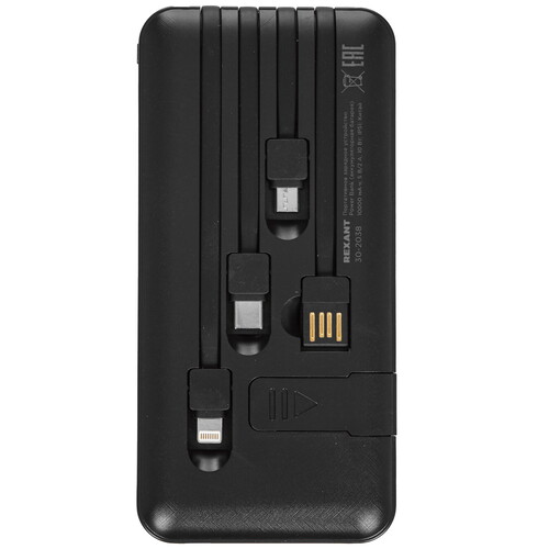 Купить Портативный аккумулятор REXANT 30-2038 черный  9190011. Характеристики, отзывы и цены в Донецке