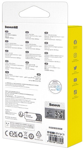 Купить Кабель круглый Baseus USB Type-C - USB 2.0 Type-A черный 0.5 м  5627441. Характеристики, отзывы и цены в Донецке
