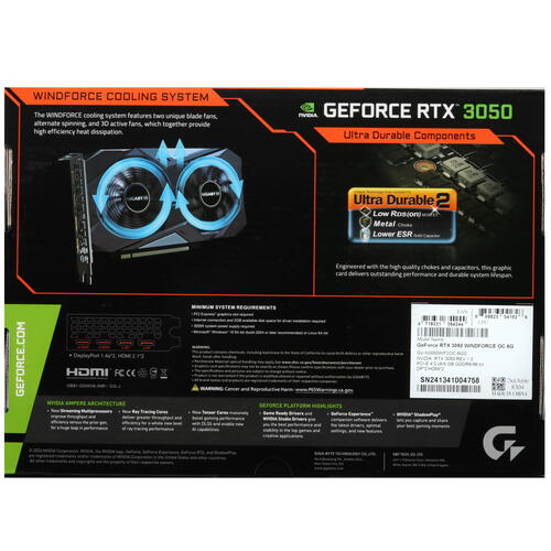 Купить Видеокарта GIGABYTE GeForce RTX 3050 WINDFORCE OC [GV-N3050WF2OC-6GD]  5460255. Характеристики, отзывы и цены в Донецке