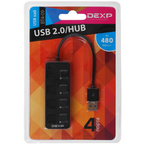 Купить USB-разветвитель DEXP BT4-09  1035872. Характеристики, отзывы и цены в Донецке