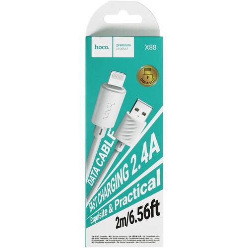 Купить Кабель круглый Hoco Lightning 8-pin - USB 2.0 Type-A белый 2 м  5635312. Характеристики, отзывы и цены в Донецке