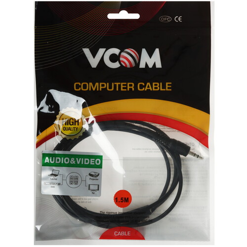 Купить Кабель   VCOM jack 3.5 мм - jack 3.5 мм черный  5602682. Характеристики, отзывы и цены в Донецке
