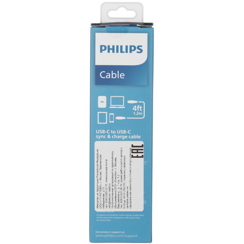 Купить Кабель круглый PHILIPS USB Type-C - USB Type-C синий 1.2 м  5492640. Характеристики, отзывы и цены в Донецке