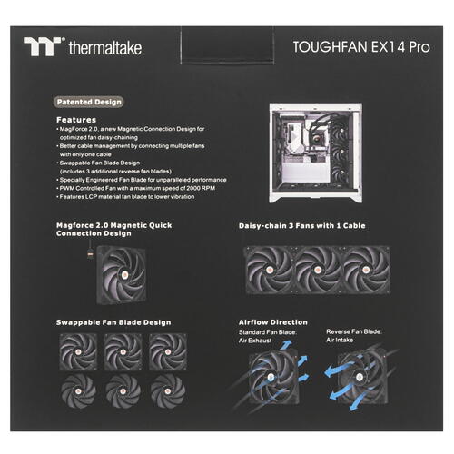Купить Комплект вентиляторов Thermaltake TOUGHFAN EX14 Pro High Static Pressure PC Cooling Fan – Swappable Edition (3-Fan Pack)  5454897. Характеристики, отзывы и цены в Донецке