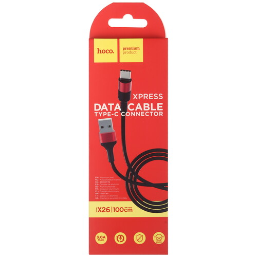 Купить Кабель круглый Hoco USB Type-C - USB 2.0 Type-A красный 1 м  5474976. Характеристики, отзывы и цены в Донецке