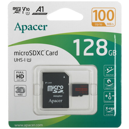 Купить Карта памяти Apacer R100 microSDXC 128 ГБ  5634528. Характеристики, отзывы и цены в Донецке