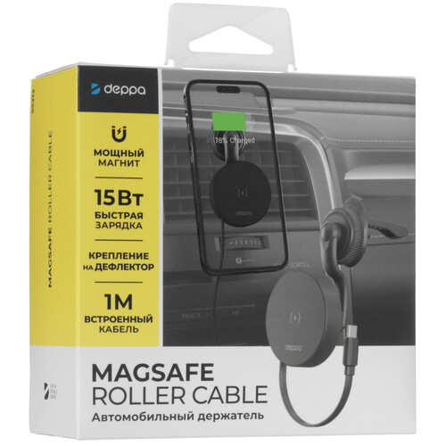 Купить Держатель автомобильный DEPPA MagSafe Roller Cable черный  5632537. Характеристики, отзывы и цены в Донецке