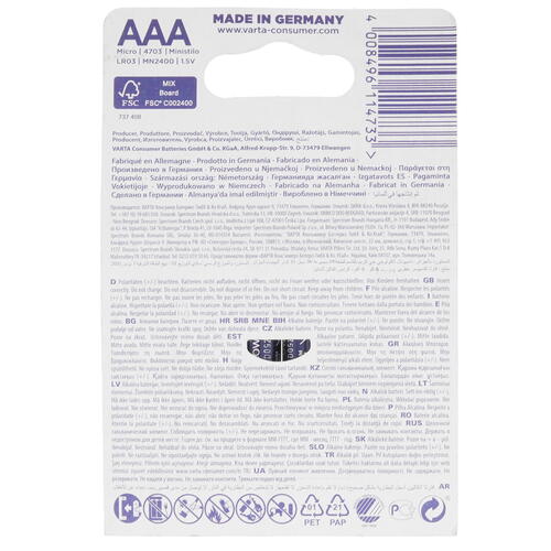 Купить Батарейка щелочная VARTA LONGLIFE MAX P.  5334307. Характеристики, отзывы и цены в Донецке