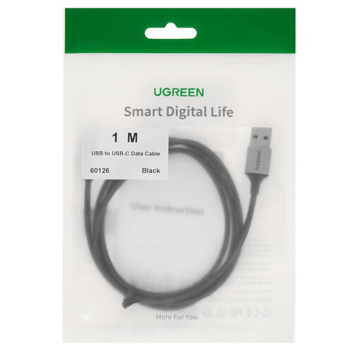 Купить Кабель круглый Ugreen USB Type-C - USB 2.0 Type-A черный 1 м  5025828. Характеристики, отзывы и цены в Донецке