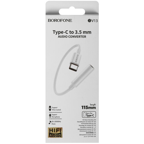 Купить Кабель   Borofone USB Type-C - jack 3.5 мм белый  5617624. Характеристики, отзывы и цены в Донецке