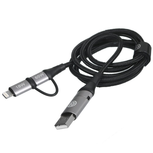 Купить Кабель круглый ВСЕГАЗИН Lightning 8-pin, USB Type-C - USB 2.0 Type-A черный 1 м  5482474. Характеристики, отзывы и цены в Донецке