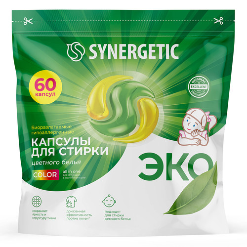 Купить Капсулы для стирки SYNERGETIC 109816  9350095. Характеристики, отзывы и цены в Донецке