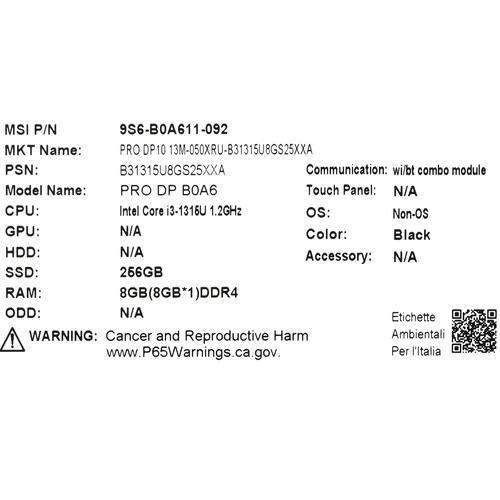 Купить Мини ПК MSI PRO DP10 13M-050XRU [9S6-B0A611-092]  5454346. Характеристики, отзывы и цены в Донецке