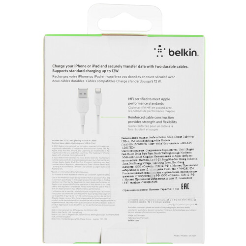 Купить Кабель круглый Belkin Lightning 8-pin MFI - USB 2.0 Type-A белый 1 м  5605593. Характеристики, отзывы и цены в Донецке