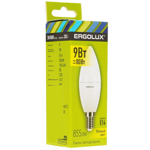 Купить Лампа светодиодная Ergolux LED-C35-9W-E14-3K  5467575. Характеристики, отзывы и цены в Донецке