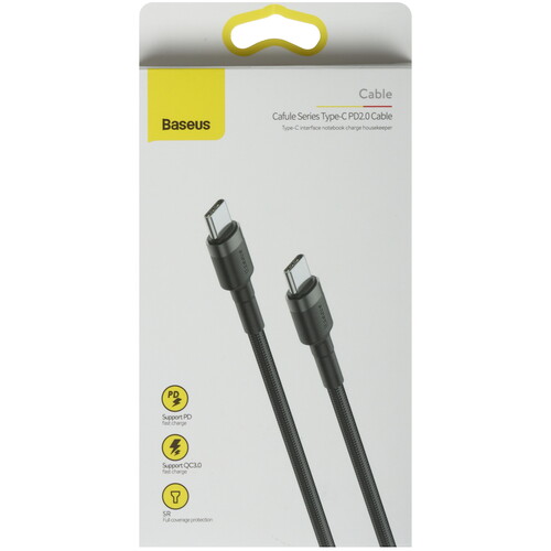 Купить Кабель круглый Baseus USB Type-C - USB Type-C черный 2 м  9167107. Характеристики, отзывы и цены в Донецке