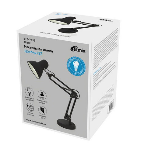 Купить Настольный светильник Ritmix LED-745Е черный  9223766. Характеристики, отзывы и цены в Донецке