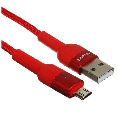 Купить Кабель круглый Borofone micro USB - USB 2.0 Type-A красный 1.2 м  5475222. Характеристики, отзывы и цены в Донецке