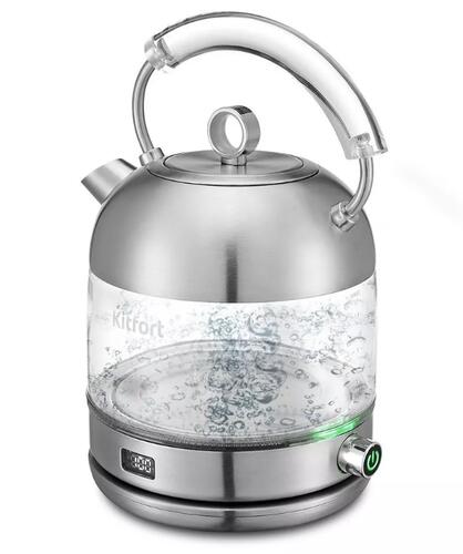 Купить Электрочайник Kitfort KT-6172 серебристый  9958753. Характеристики, отзывы и цены в Донецке