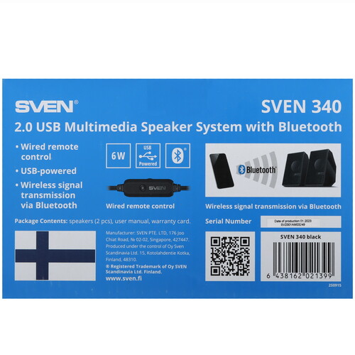 Купить Колонки SVEN 340 черный  9021125. Характеристики, отзывы и цены в Донецке