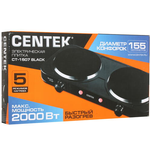 Купить Плита компактная электрическая Centek CT-1507 черный  8164596. Характеристики, отзывы и цены в Донецке