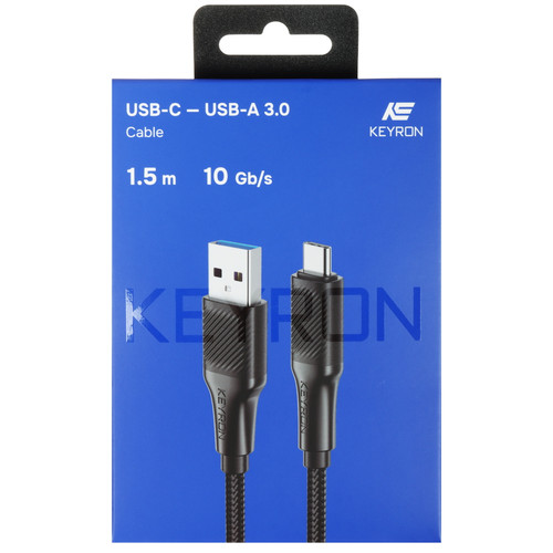Купить Кабель KEYRON USB Type-C - USB Type-A черный  9243025. Характеристики, отзывы и цены в Донецке