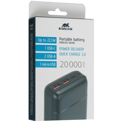 Купить Портативный аккумулятор RIVACASE VA2102 черный  9260613. Характеристики, отзывы и цены в Донецке