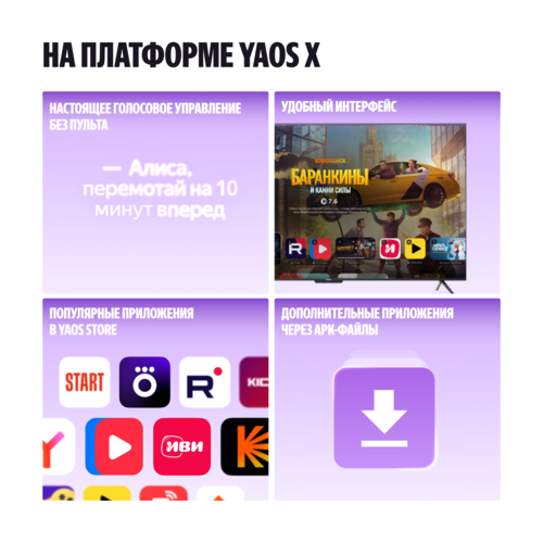 Купить 65" (164 см) Телевизор Яндекс ТВ Станция Бейсик YNDX-00077 черный  5493990. Характеристики, отзывы и цены в Донецке