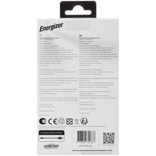 Купить Портативный аккумулятор Energizer QE10013PQ черный  5427097. Характеристики, отзывы и цены в Донецке