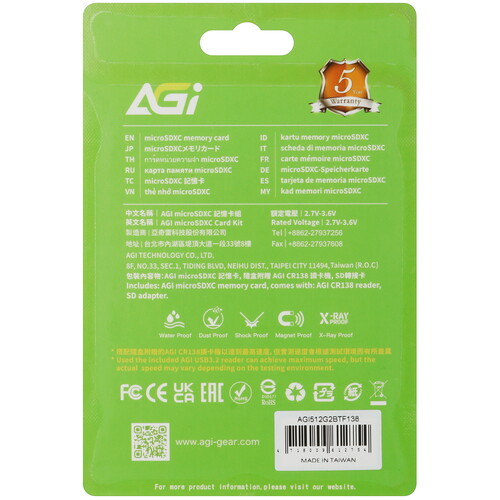 Купить Карта памяти AGI TF138 microSDXC 512 ГБ  5471009. Характеристики, отзывы и цены в Донецке